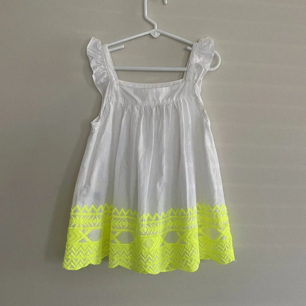 Girls Dresses‎ Set 3 White Floral Lemon Embroidered Ruffle Cap Sleeve Size 6/6x
